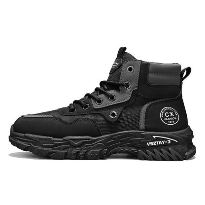 Botas de trabalho masculinas de inverno com cadarço, sapatos masculinos quentes de segurança, plataforma, tamanho 44, promoção, designer, antiderrapante, moda