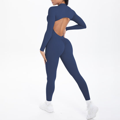 New Women's Yoga Jumpsuit Front Zipper Tight Back Hollow Out Short Sleeve-pants Activewear for Fitness Running Gym Workout