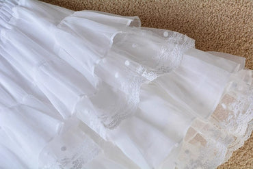 Sweet lace short skirt, white lace cake skirt, women's summer high waisted A-line fluffy cake skirt, half skirt