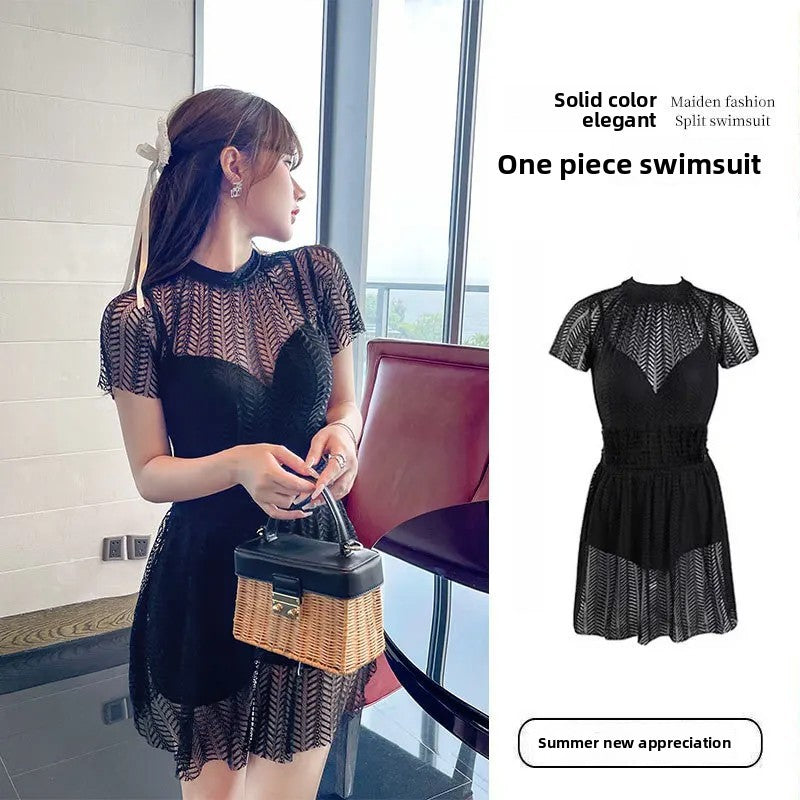 Women's One-Piece Swimsuit Thermal Spring Bathing Lace Cover-Up Slimming Ins White New Hot Sale Of The Season Fashionable Swimwe