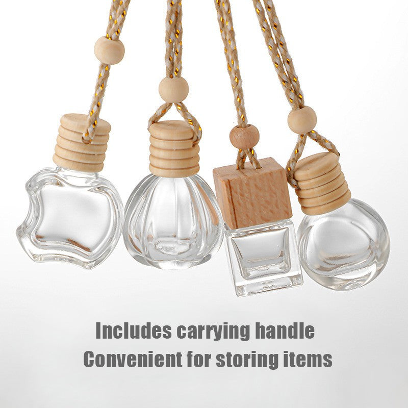 5PCS 8-12ml Empty Clear Glass Car Perfume Bottle Auto Air Freshener Car Decoration Pendant Essential Oil Diffuser Container