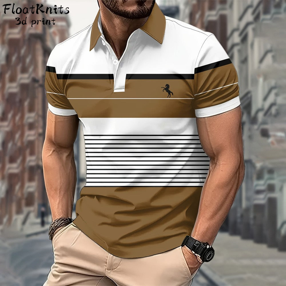 Minimalist Striped Polo Shirts for Men Business Men's Clothing Lapel Short Sleeve Tee New in Tops & Tees Summer T-Shirts for Men