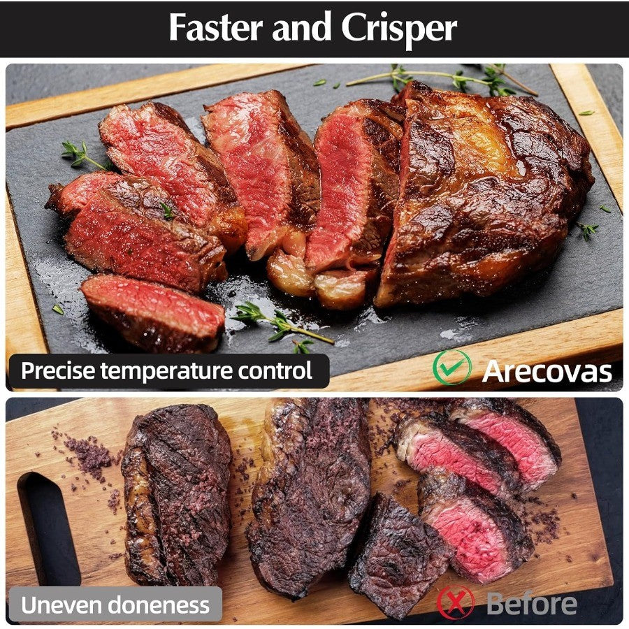 Fritadeira de ar portátil de vidro 4 em 1 com calor preciso de 60-200°C Tecnologia Max Crisp Recipientes duplos de 4,2QT e 1,6QT com tampas Congelador Lavável na Máquina de Lavar Louça