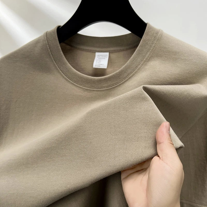 100% Pure Cotton Summer High-end Brand Men's Short Sleeve Round Neck Fashionable Style Half Sleeved Top Breathable T-shirt