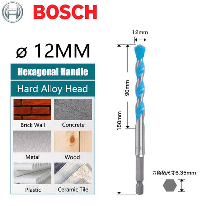 BOSCH EXPERT Broca Multifuncional Haste Hexagonal para Metal/Madeira/Plástico/Cerâmica Furo de Parede Broca Helicoidal 1PÇ