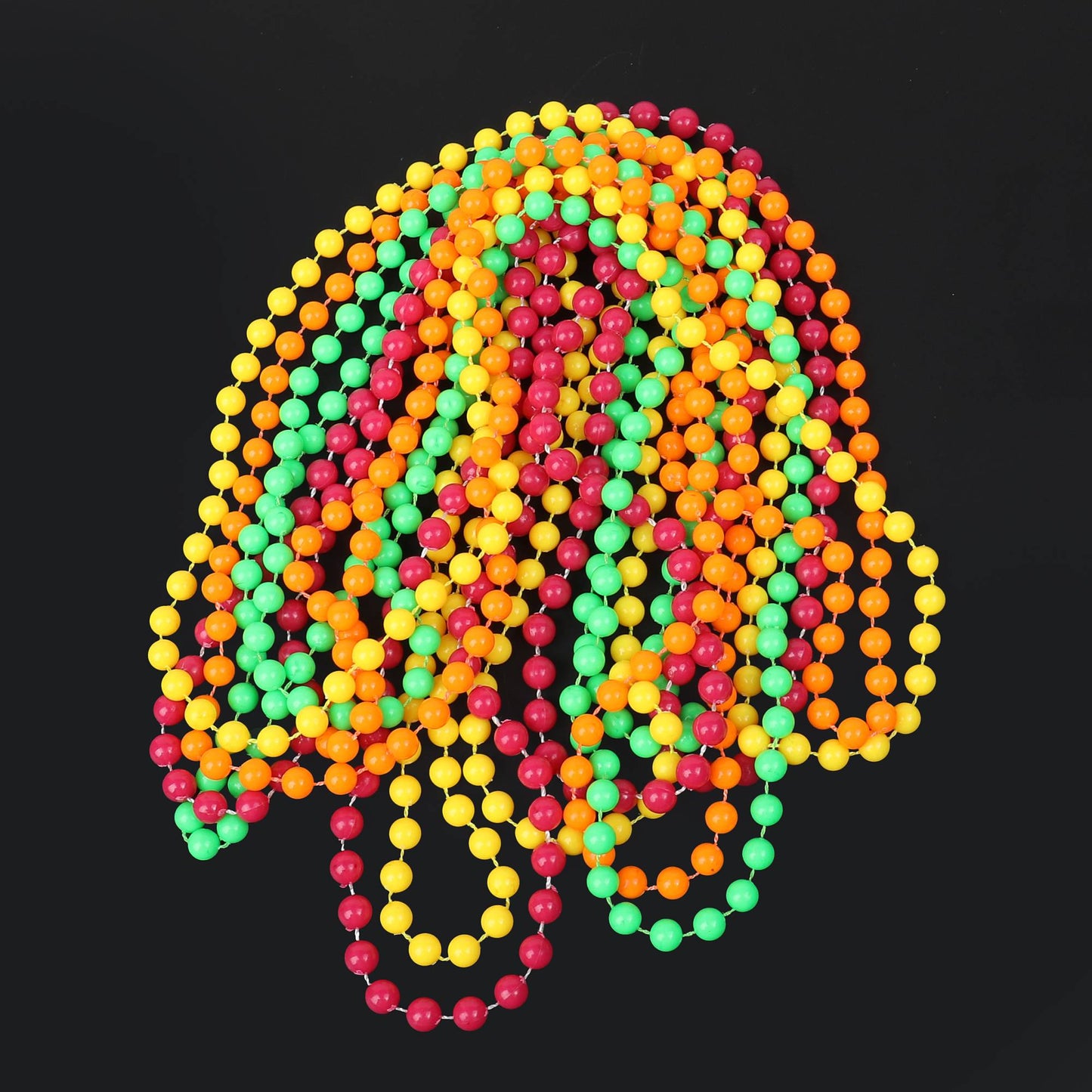 4PCS Connected Beads Necklace Bracelet Set Neon Colorful Beads String Collar Charm Bohemian Fluorescent Choker Birthday Gift