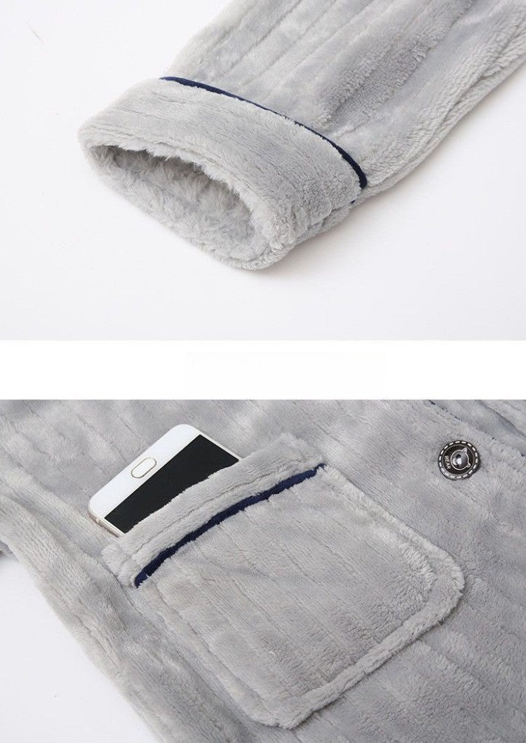 Boys Autumn Winter Thickened Flannel Coral Fleece Pajama Set Warm Kids Sleepwear Homewear