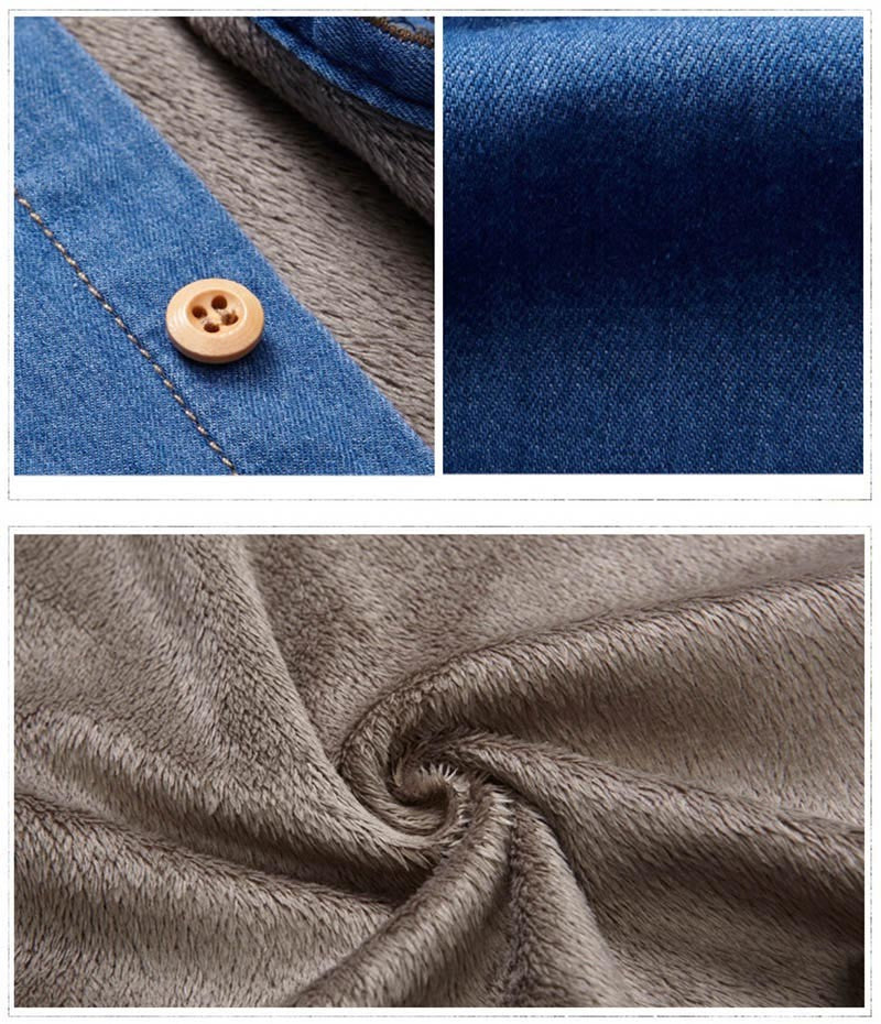 Fashion Brand Winter Jeans Shirt Men Warm Fleece Lined Velvet Denim Shirts Cowboy Coats Outwear Windbreaker Thick Clothing