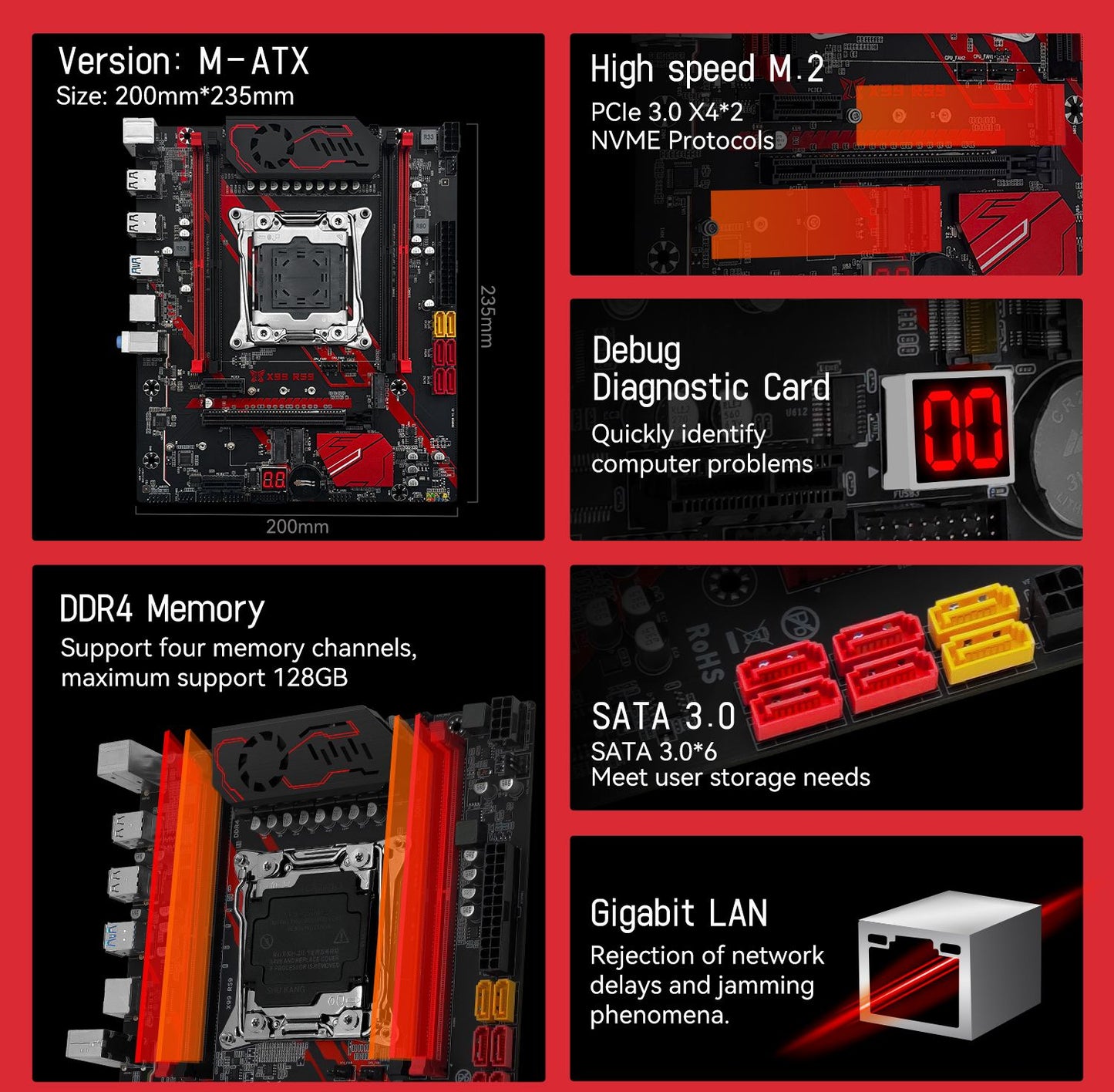 Placa-mãe MACHINIST X99 RS9 com kit opcional de processador Xeon E5 2680 V4 LGA 2011-3 e conjunto de memória ECC DDR4 de 16 GB 2400 MHz USB3.0