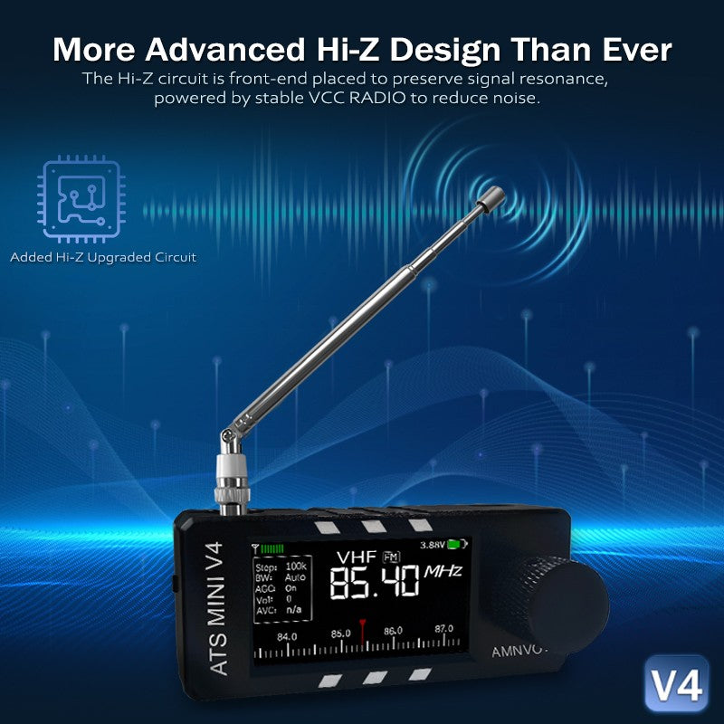 Receptor V4 AMNVOLT ATS Mini SI4732 de Todas as Bandas Suporta AM/FM/SSB/LSB/USB Amplificador de Fone de Ouvido Hi-Z Integrado para Rádio Amador