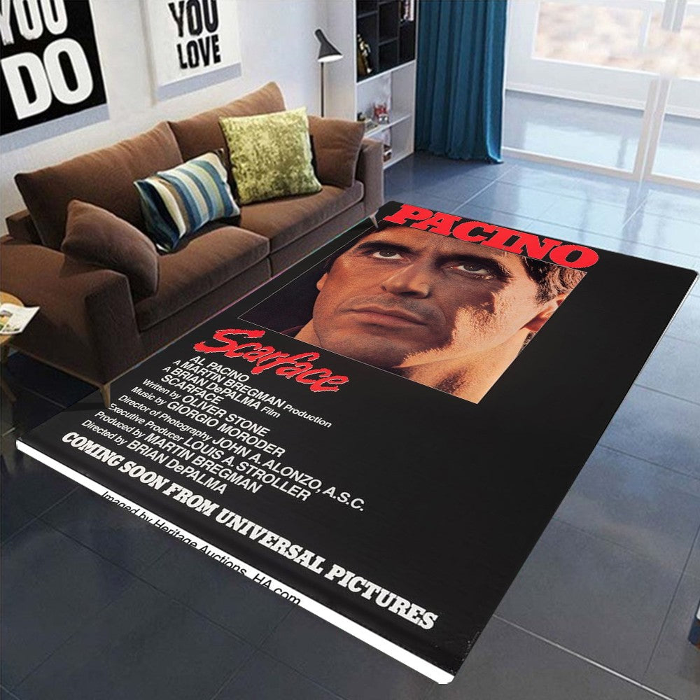 Retro S-Scarface Themed NonSlip Carpet for Living Room Sofa Decor Modern Rug Floor Mat for Men Bedroom Durable Area Rugs