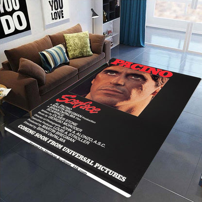Retro S-Scarface Themed NonSlip Carpet for Living Room Sofa Decor Modern Rug Floor Mat for Men Bedroom Durable Area Rugs