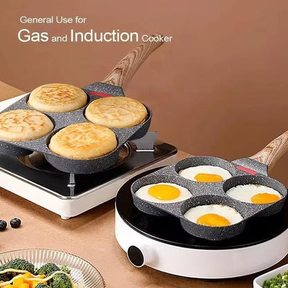 Frigideira de 4 Ovos Antiaderente para Café da Manhã, Mini Panquequeira Japonesa para Omeletes, À Prova de Ferrugem, Fritadeira para Cozinha Doméstica