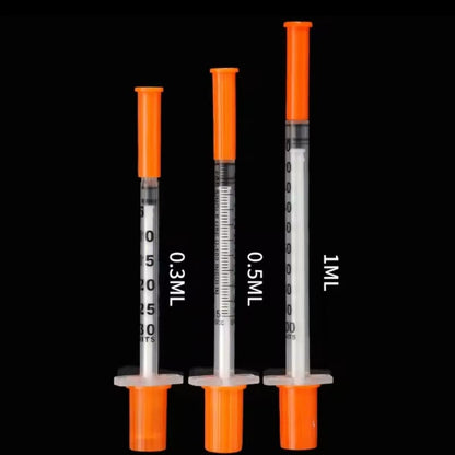 50 UNIDADES Seringa de insulina estéril descartável de 0,3ml/cc-29Gx13mm com agulha, embalada individualmente para medição de líquidos, alimentação de animais de estimação.