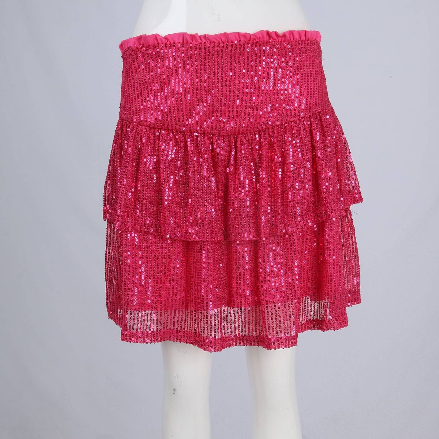 Women's Fashion Short Skirt Solid Pleated High Waist Skirts Classic Sequins Dance Party Sexy All-Match Skirts Plus Size L-3XL