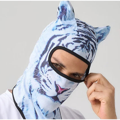 3D Cat Ski Balaclava Cute Animal Face Covering Full Face Hood Novelty Motorcycle Motocross Mask Windproof Warm Snowboard Hat