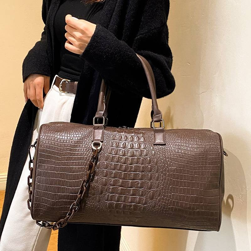 Women Travel Duffel Handbag Large Capacity Business Candy Color Shoulder Bag Waterproof PU Trip Commuting Gym Crossbody Pack