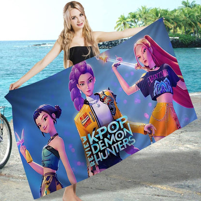 Popular KPop Movie D-Demon H-Hunters Microfiber Blanket Quick Drying Beach Towels Oversized Printing Super Absorbent Pool Towe