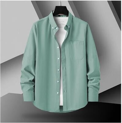 Button Down Collar Men's Long Sleeve Shirt, Single Breasted Shirts, Blue Black Gray Green Yellow Red Top Men Camisa M-5XL 6XL