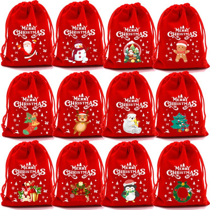 10pcs 15cm×20cm Christmas Red Bag Bundle Gift Bag Christmas Apple Bag Candy Biscuit Packaging Bag Wholesale