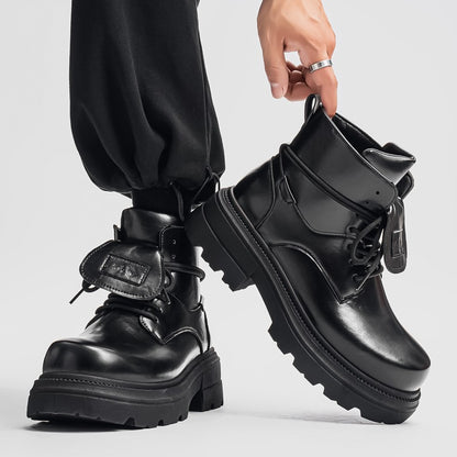 2025 Men's Autumn and Winter Derby Shoes: Thick-soled height-increasing large-head thick-soled high-top shoes.