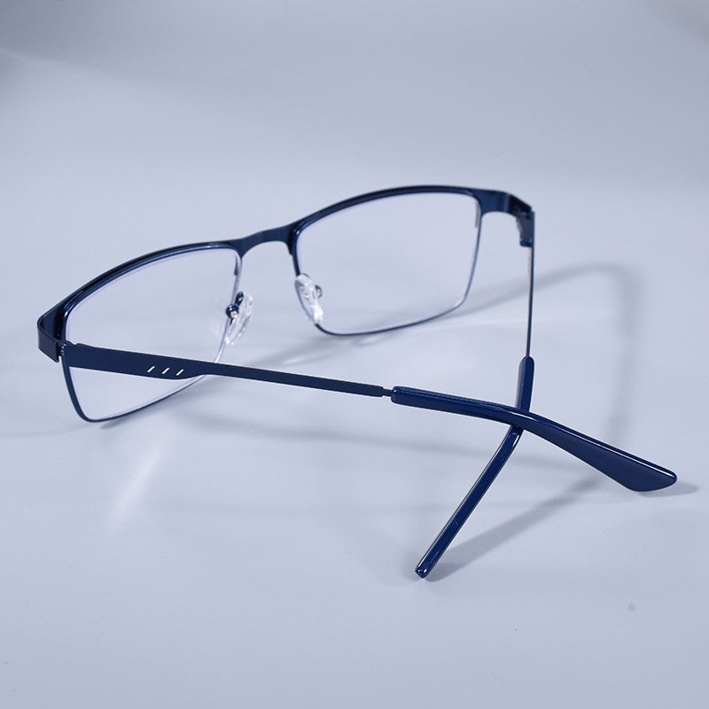 Homens Quadrados Metal Armação Grande Leitura Dobradiça de Mola Óculos de Presbiopia Bloqueio de Luz Azul Proteção Ocular Óculos +75+125+175+4