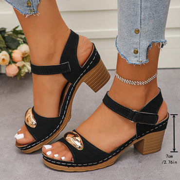 Women's Chunky Heel Sandals Summer 2025 Fashion Outdoor Beach Shoes Lightweight High Heeled Casual Sandals for Women