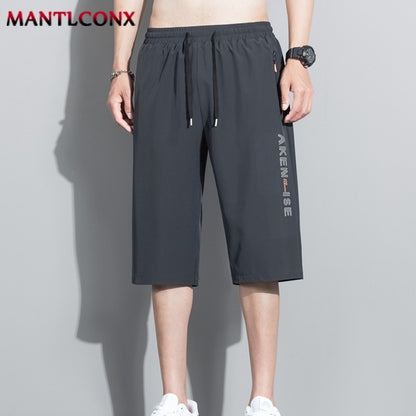 New Fashion Sports Shorts Men Breathable Quick Dry Men's Short Pants Men Breathable Elastic Waist Shorts Male Bottom Black XXXL