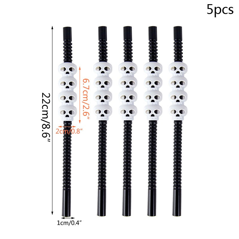 5Pcs Halloween Straws Reusable Plastic Pumpkin Skull Straw 2025 Halloween Bar Party Decoration Supplies Beverage Ornaments