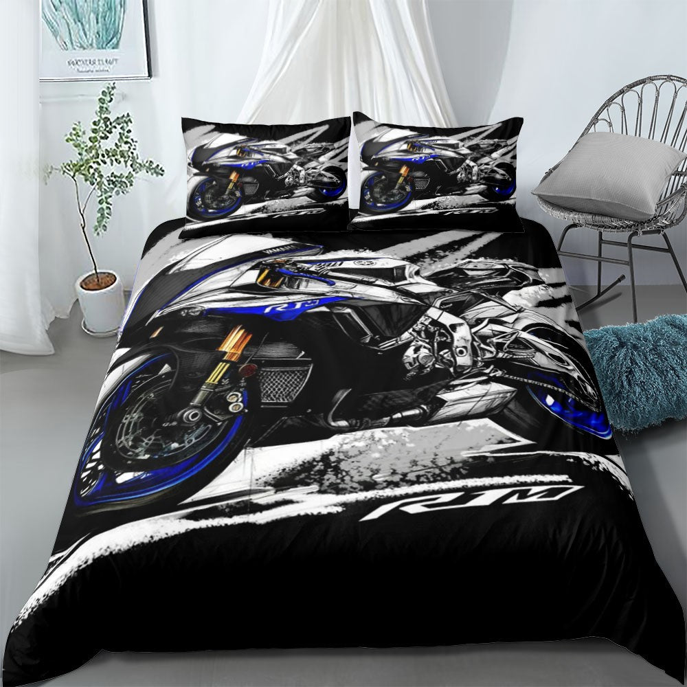 Motorcycle Rider Duvet Cover Set UK Single Double Queen US Twin Full King Size Bed Linen Set