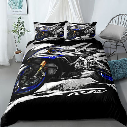 Motorcycle Rider Duvet Cover Set UK Single Double Queen US Twin Full King Size Bed Linen Set