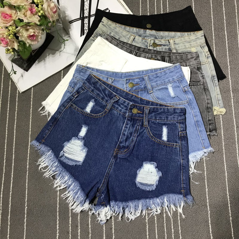Sexy Hollow Out Denim Shorts Fashion Women Retro A-Line Loose High Waist Hot Girl Y2K Short Pants Casual Streetwear Trousers
