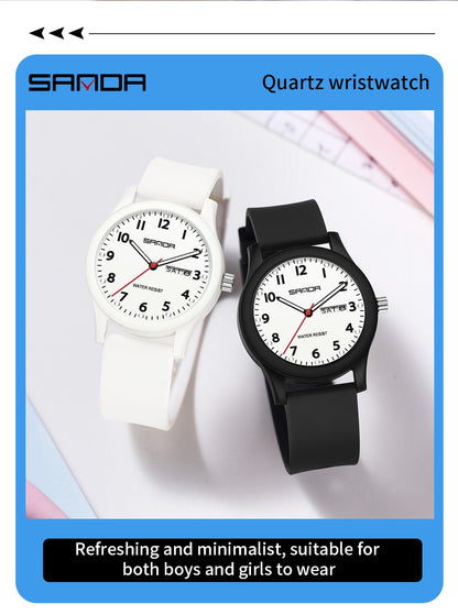 SANDA 3263 Fashion Casual Men Watch Silicone Strap Waterproof Luminous Clock Unisex Wristwatch Date Week Sport Man Watches