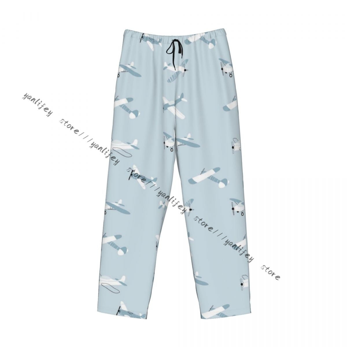 Men's Sleepwear Loose Sleep Pants Pajamas Cute Airplanes Long Lounge Bottoms Casual Homewear