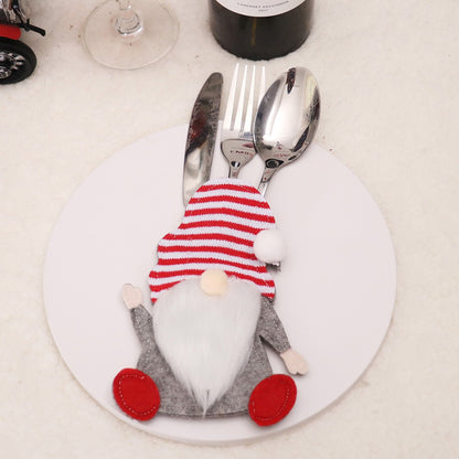 1/3pc Christmas Cutlery Set XMAS Elder Snowman Elk Doll Knife Fork Cutlery Set Cloth Art Knife And Fork Set Decoration For XMAS