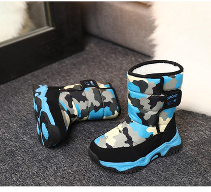 2025 Winter Children Shoes Plush Waterproof Fabric Non-Slip Girl Shoes Rubber Sole Snow Boots Fashion Warm Outdoor Boots