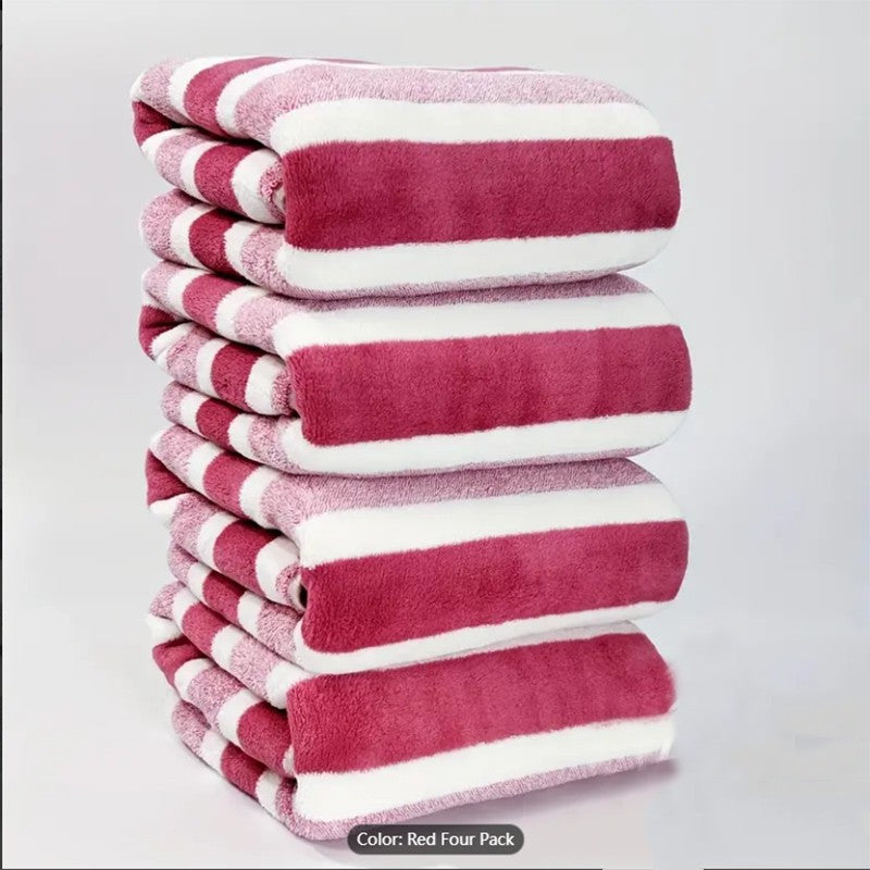 Conjunto de 4 Toalhas de Banho Listradas, Absorventes e de Secagem Rápida, Super Macias e Amigas da Pele Para o Banheiro de Casa