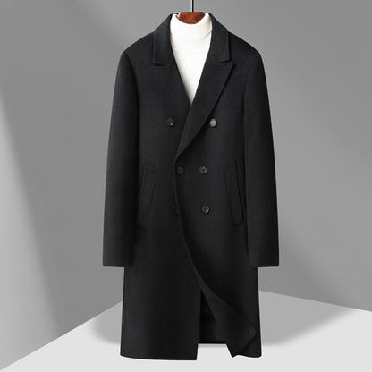 Winter Men's Woolen Coat Thicken Warm Trench Coat Men Wool Casual Double Fashion Breasted Long Overcoat Men