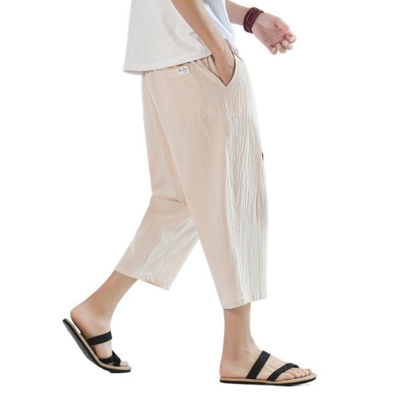 Summer Mens Cotton Casual Shorts Lightweight Straight Pants Solid Gym Sweatpants Fifth Beach Short Pants Outdoor Streetwear