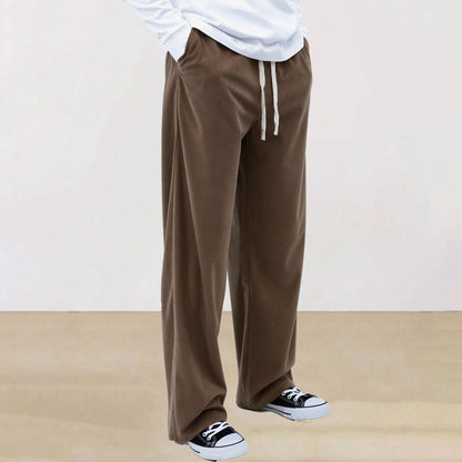 Mens Corduroy Joggers Pants Casual Cargo Pants Drawstring Elastic Waist Baggy Tapered Sweatpants with Pockets Outdoor Sweatpants