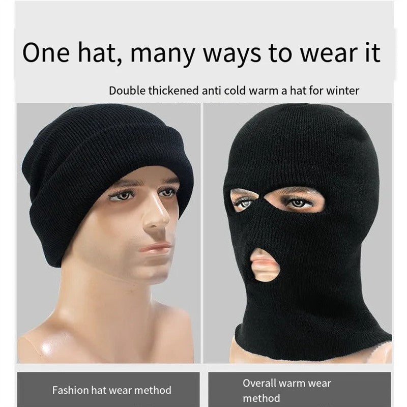 New Full Face Cover Ski Mask Hat 3 Holes Balaclava Army Tactical CS Windproof Knit Beanies Bonnet Winter Warm Unisex Caps