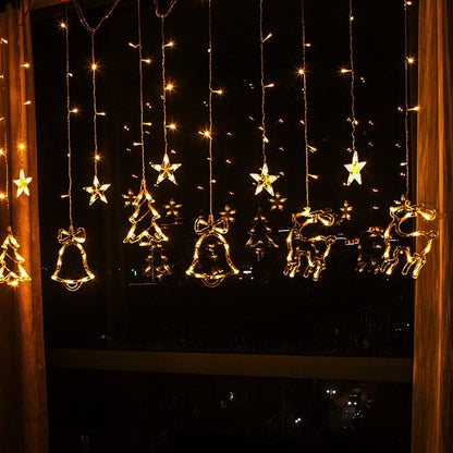 Christmas Decor LED String Garland Moon Star Curtain Light Christmas Tree Ornament Navidad Xmas 2023 New Year