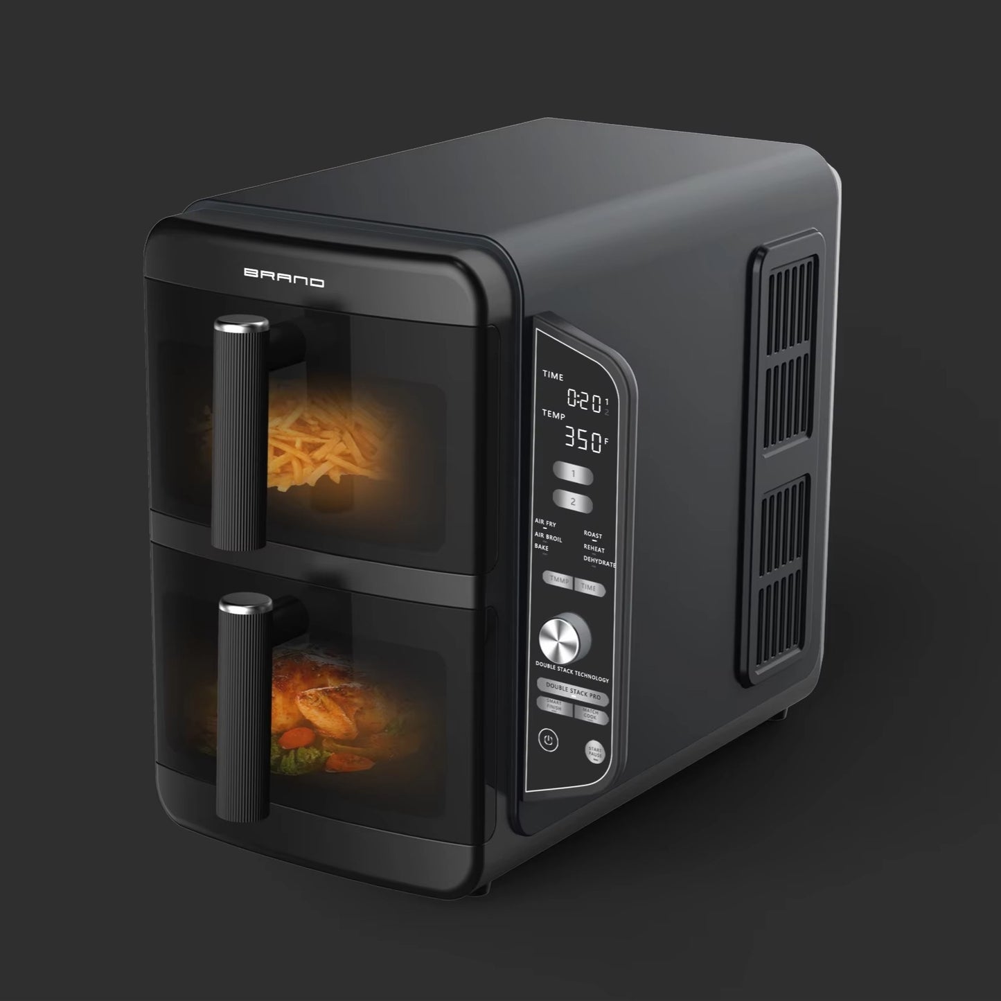 Fritadeira elétrica de aço inoxidável de alta qualidade, 11L, extragrande, controle digital duplo, quadrada, para uso doméstico, em carros e hotéis, francês, alemão