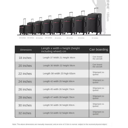 Oxford Cloth Suitcase 20/24/28/32-inch Large-Capacity Luggage Female Male Universal Wheel Business Travel Case