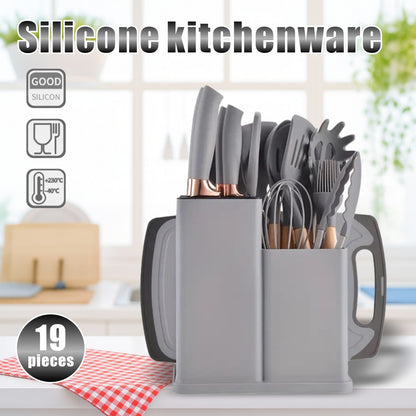 19 conjuntos de facas de cozinha com suporte, conjunto de facas de cozinha profissionais de aço inoxidável de alto carbono, presentes de feriado