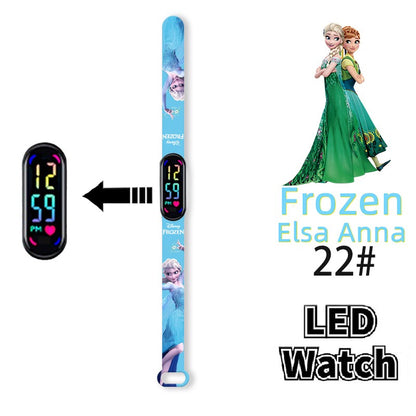 Disney Frozen Digital Kids' Watches Anime Figures LED Luminous Watch Touch Waterproof Electronic Sports Watch Kids Birthday Gift