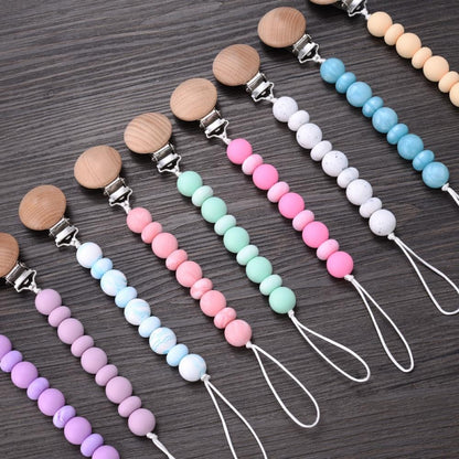 New Silicone Beads Dummy Clip Holder Soother Pacifier Clips Chain for Baby Teething Toys Chew Gifts Accessories BPA Free
