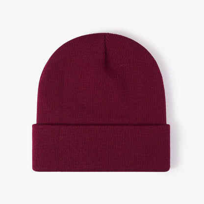 Customized Printed Logo Winter Knitted Keep Warm Cold Cap Unisex Solid Color Hip Hop Crochet Skull Beanie Hats