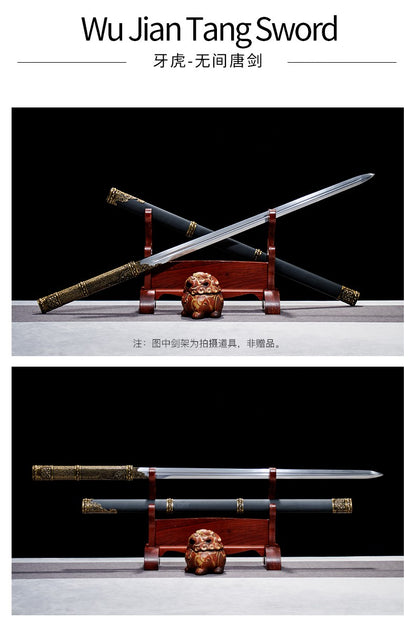 Classic Tang Dynasty Straight Sword Plain Polished Blade Matte Black Scabbard Traditional Tang Dynasty Jian Collectible Sword