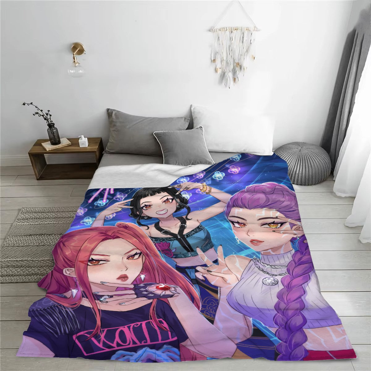 Huntrix Blankets K pop Demon Hunters Zoey Rumi Mira Soft Warm Throw Blanket Kids Living Room Couch Sofa Bed Fluffy Bedspread